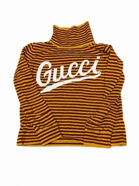 Gucci Kids Striped Turtleneck Sweater 3T/4T Unisex Logo Knit Top EUC